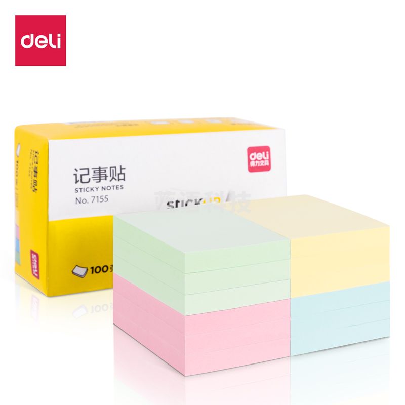 得力7155彩色记事贴76*61mm 12本装 (混)