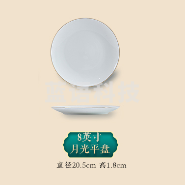 景德镇白瓷平盘   8英寸