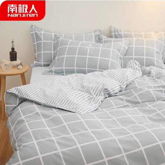 南极人 套件家纺 单人全棉斜纹三件套 纯棉床单被罩 学生床上用品 黎明 适用1.2米床