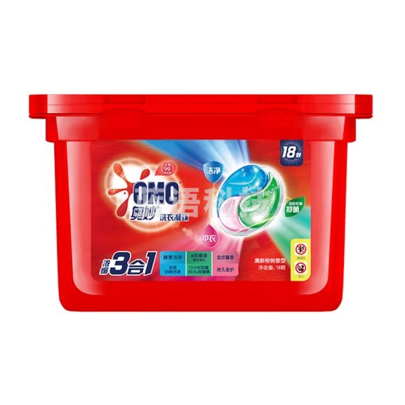 奥妙三合一洗衣凝珠18颗桉树香浓缩洗衣球除菌除螨