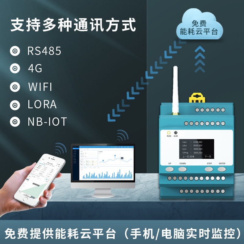 拓普瑞（TOPRIE）TP622导轨式多功能电度表4G三相四线无线智能功率电流压电力仪表 485通讯