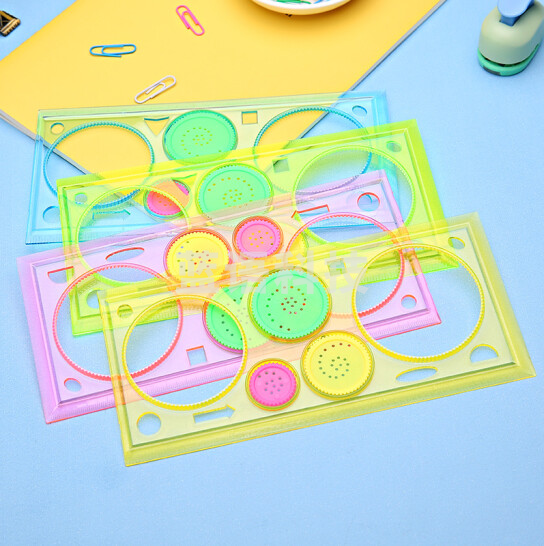 多功能万花尺  多功能学生绘画 手抄报 绘图画画用百变直尺   货号：ZF