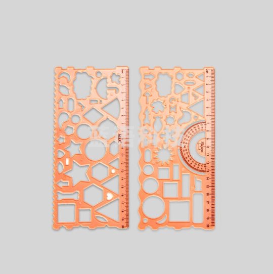 小学生多功能绘画尺-橘色   货号：ZF