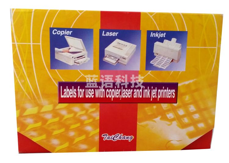 泰昌A4不干胶标签 打印标签纸 100张 分割不干胶  2434  109*99mm  货号：LJ