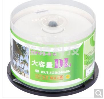 紫光(UNIS)DVD+R DL光盘/刻录盘 8速8.5G 单面双层 桶装50片 空白光盘 (.211)