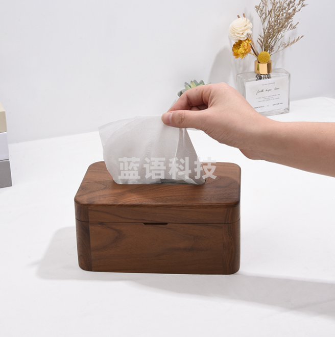 实木纸巾盒 抽纸盒 简约现代纸抽盒   大号 19.5*12.5*9cm  货号：LJ