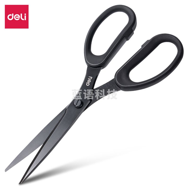 得力(deli) 210mm人机造型剪刀 黑色防锈处理 77794  黑