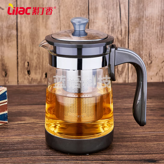 紫丁香 茶壶 玻璃泡茶壶  加厚耐热水壶  950ml  货号：JC