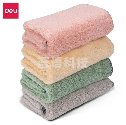 得力LQ391 珊瑚绒 抹布 30*30cm 4片装 四色混装