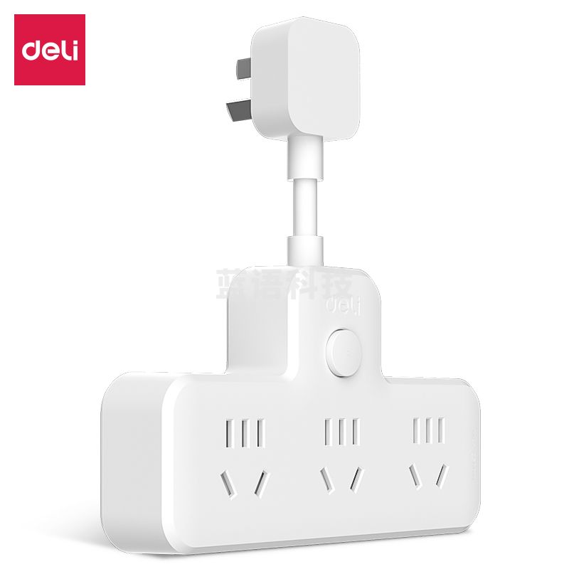 得力 一转多插座 品字形延长线插座/转换插头 一转六总控LU5005