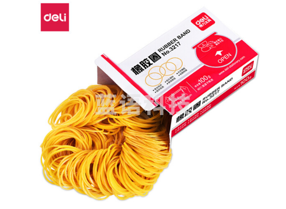 得力(deli)3217橡皮筋乳胶圈黄 100g/盒