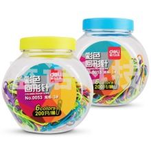 得力(deli) 0053 3#彩色防锈曲别针 200枚/桶 4筒装