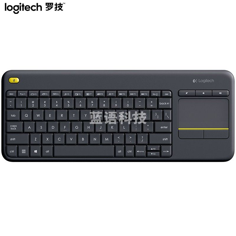 罗技(Logitech)K400 Plus 键盘 无线键盘 办公键盘 带触摸板 优联 黑色 带无线2.4G接收器 (
