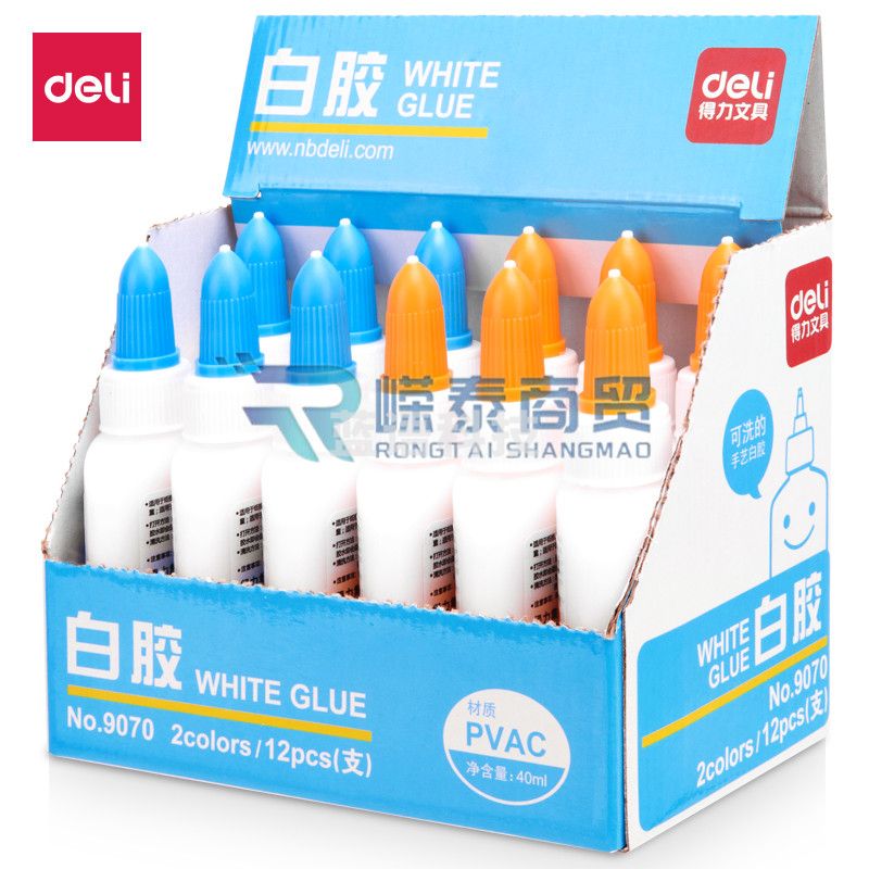 得力9070手工白胶(混)(40ml/瓶)【12瓶/盒】