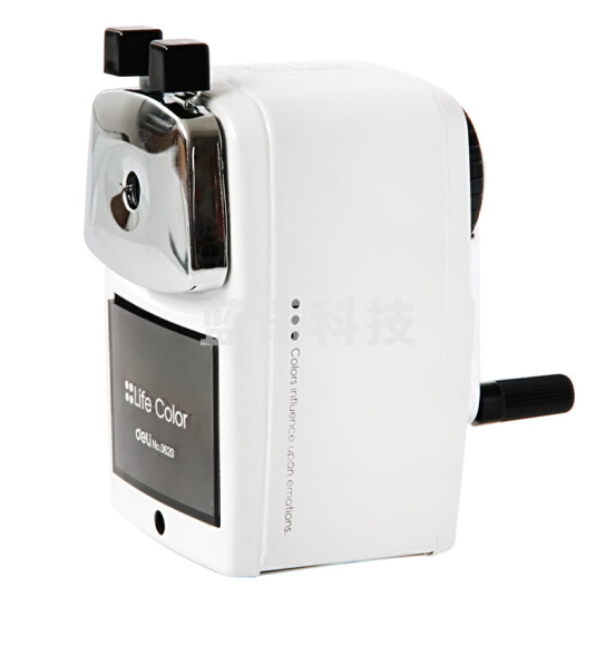 得力(deli)简约金属手摇削笔机 坚固防摔学生铅笔削笔器/转笔刀 白色