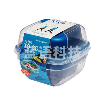 乐扣乐扣HSM8440TL 塑料保鲜盒大容量分格密封防漏饭盒餐盒便当盒 蓝色950ML