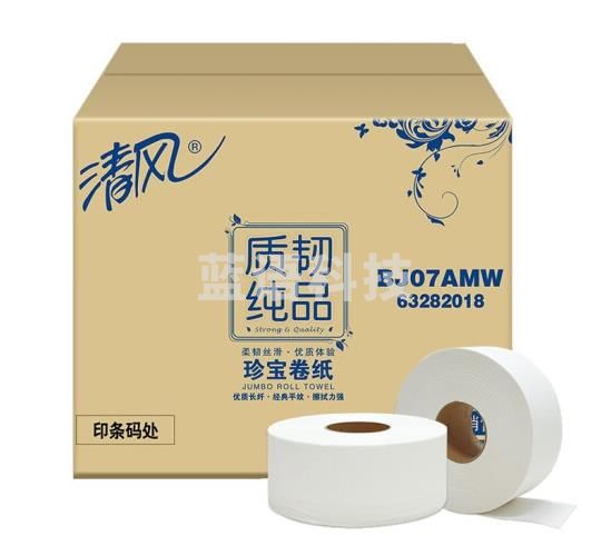 清风 BJ07AMW 二层平纹240米珍宝卷纸 (120mm×91mm/节)×240米/卷×3卷/包×4包/箱