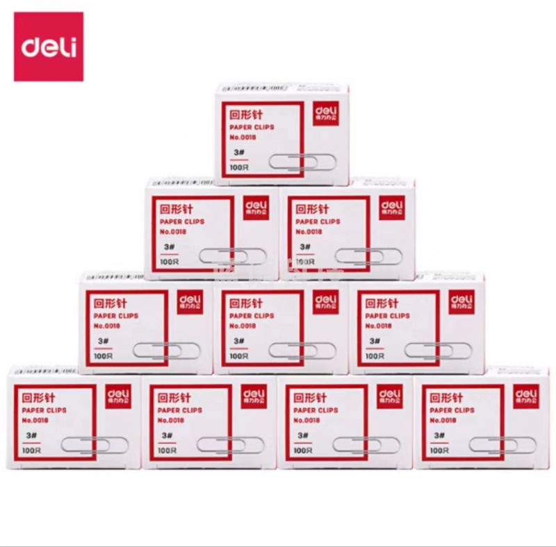 得力0018回形针不锈钢本色得力 0018银色回形针100枚/盒 10盒装