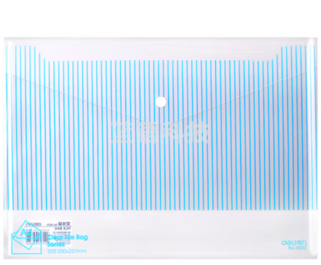 得力(deli)100只装 A4加厚文件袋 条纹透明按扣资料袋会议袋 文件保护 票据试卷收纳袋 5630