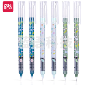 得力S881直液式走珠笔0.5mm全针管欧阳娜娜(黑)(支)(12支/盒)