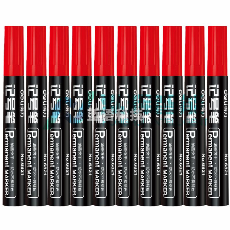 得力 6821 记号笔 10支/盒 (单位:支) 红色