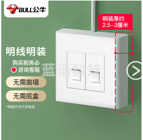 公牛(BULL) 明装开关插座 G09系列 电话电脑插座 86型插座面板 G09T212