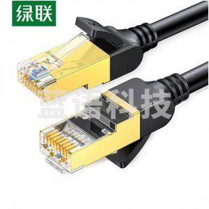绿联 UGREEN NW107 七类网线 工程级八芯双绞全铜镀金双屏蔽万兆网络跳线 家装宽带监控连接线 5米 黑色