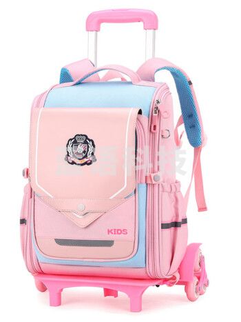 自然鱼（ZIRANYU）拉杆书包小学生1-6年级轻便大容量背包 粉色大号六轮