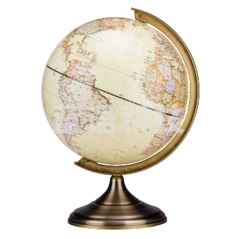得力(deli)2179双面刻度仿古世界地球仪32cm(黄)