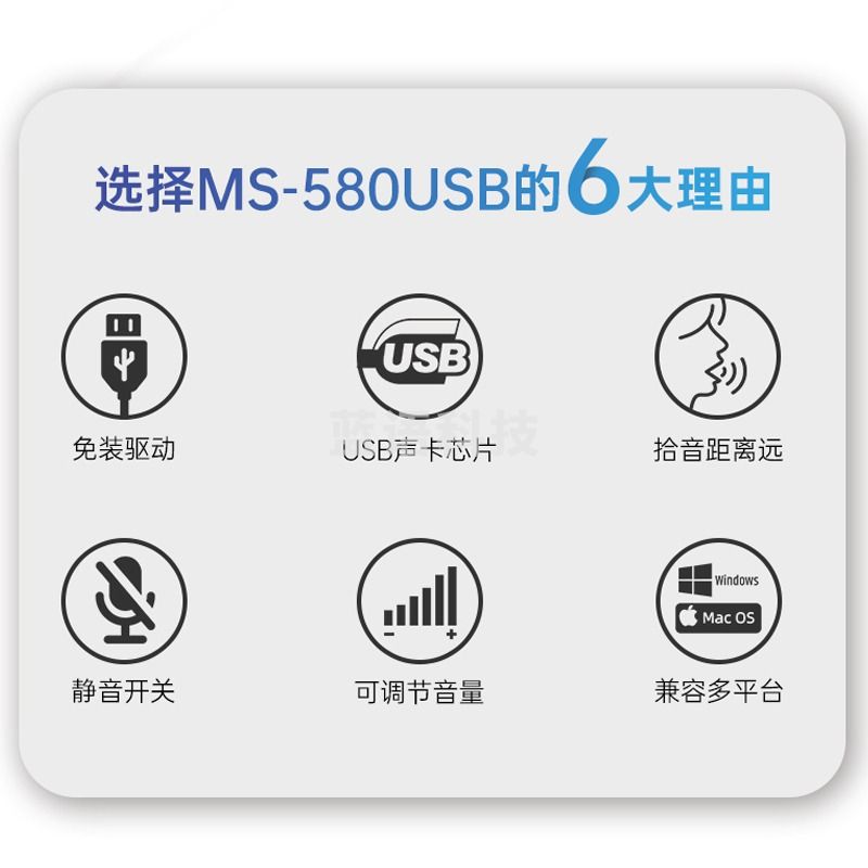 得胜（TAKSTAR）MS-580USB 电脑麦克风 网课教学台式电脑笔记本语音聊天游戏直播电容话筒