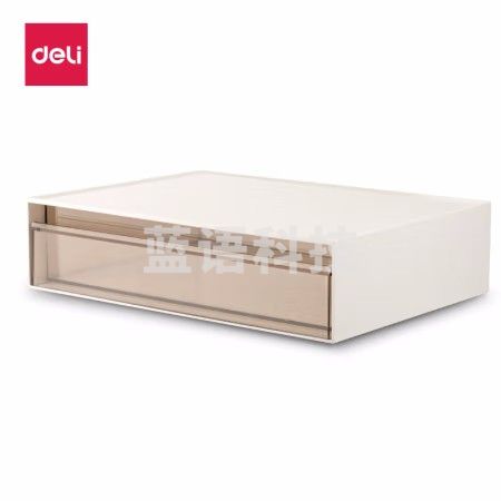 得力(deli)单格桌面收纳盒 抽屉式办公室用品文具文件分类多层储物盒子 宿舍化妆品杂物防尘整理盒 白色PK104