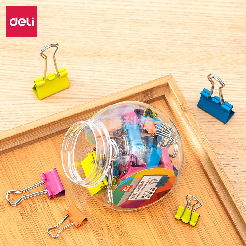 得力8560长尾票夹(混)(24只/桶)