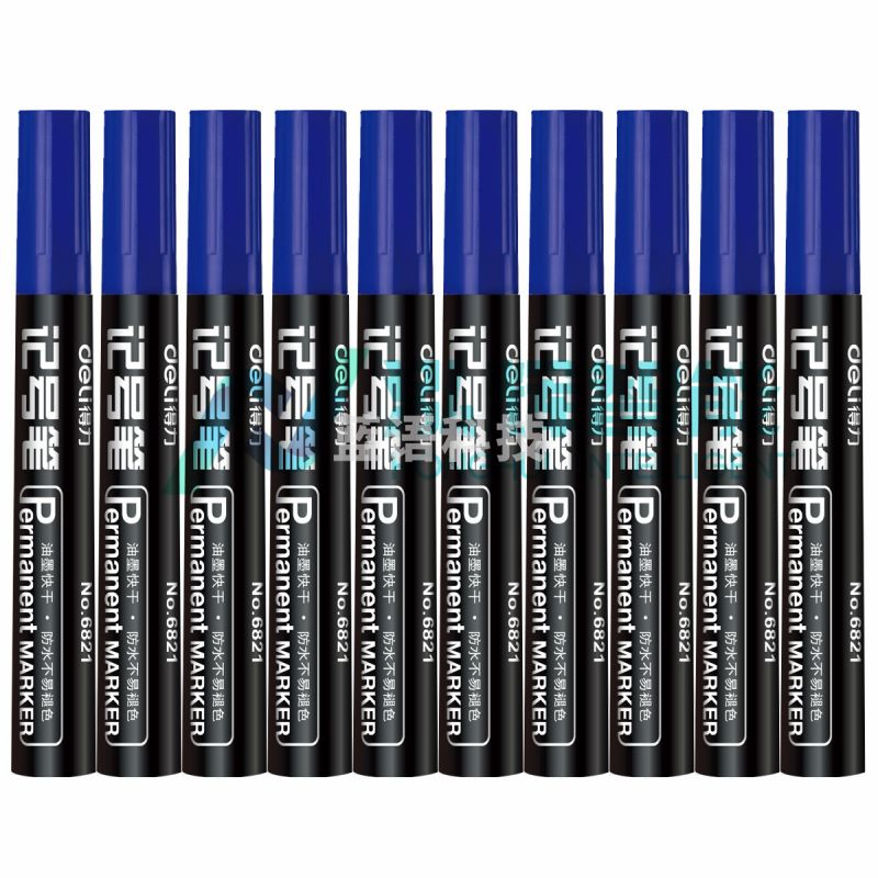 得力(deli) 6821油性粗头记号笔物流黑色大头笔 签名笔马克笔 10支/盒 (蓝色)