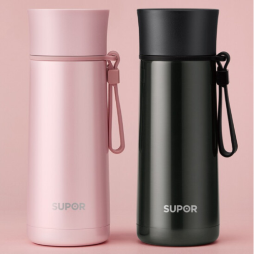 苏泊尔 TK1944Q 随行真空保温杯 竹韵系列套装杯 墨黑+蔷薇粉 350ml 货号：WY