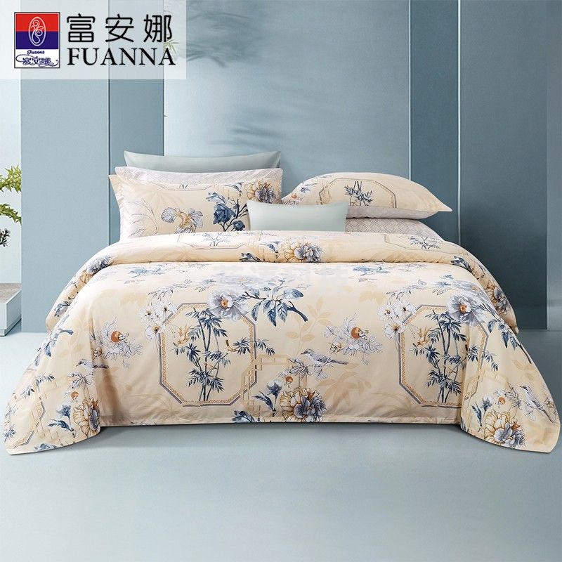 富安娜家纺 全棉被套单件 单双人纯棉单件被罩 纯色简约风 多色可选 【40支斜纹抗菌款】玲珑 1.8米/2米床适用 230*229cm