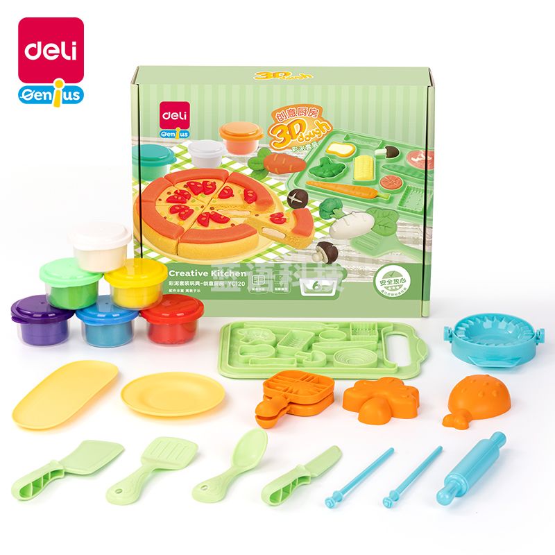 得力YC120_彩泥套装玩具-厨房系列(混)(盒)