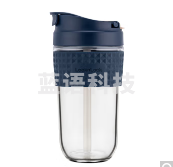 乐扣乐扣(LOCK&LOCK)高硼硅耐热玻璃茶杯男女吸管水杯便携水杯LLG614BLU(500ml 蓝色 ) (