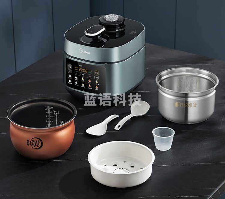 美的(Midea)浓香系列 WIFI智控电压力锅5L家用精钢厚胆自动排气上蒸下煮高压锅MY-C552N(3-6人食用)