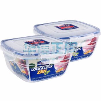 乐扣乐扣 进口保鲜盒两件套 微波炉饭盒塑料餐盒密封便当冰箱收纳盒正方形 950ML*2