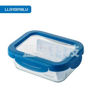 乐扣乐扣(LOCK&LOCK)LLG1001BLU 清透保鲜盒 高颜值耐热玻璃密封可拆卸透明盖微波炉冰箱分隔饭盒-630ml蓝