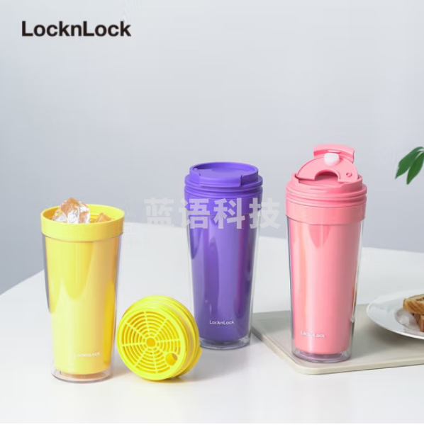 乐扣乐扣(LOCK&LOCK)HAP519 双层简约桌面带盖水杯子办公学生男女大容量塑料杯 580ml 颜色备注