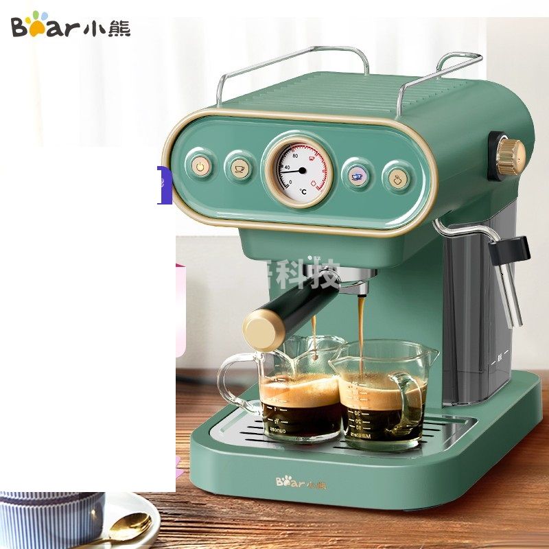 小熊家用复古意式泵压式15Bar高压喷射可打奶泡1.2升大容量水箱KFJ-B12X1