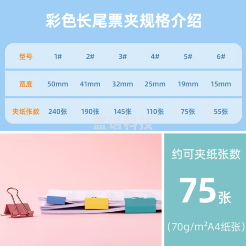 得力(deli)彩色长尾夹燕尾夹 19mm/100只(大桶)