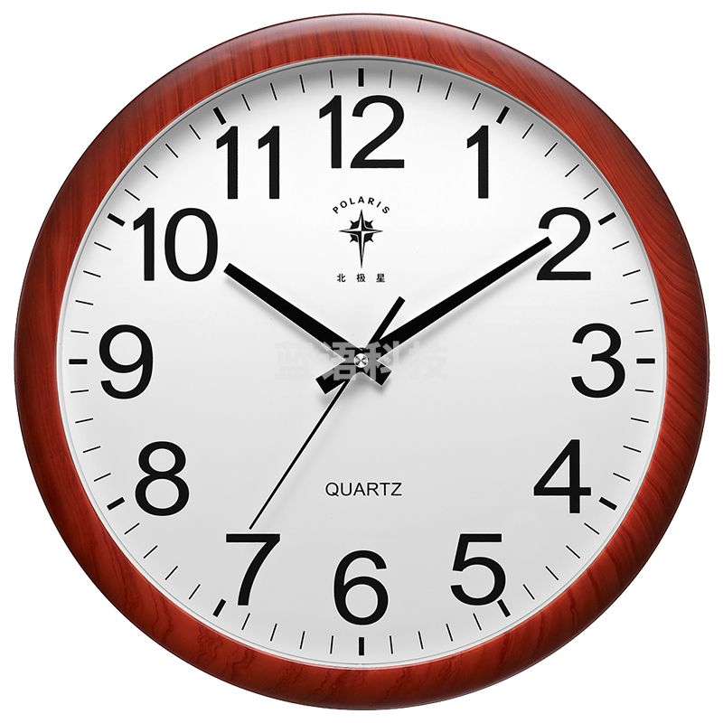 北极星(POLARIS)挂钟客厅家用智能钟木纹电波时钟自动对时钟表 79507木纹