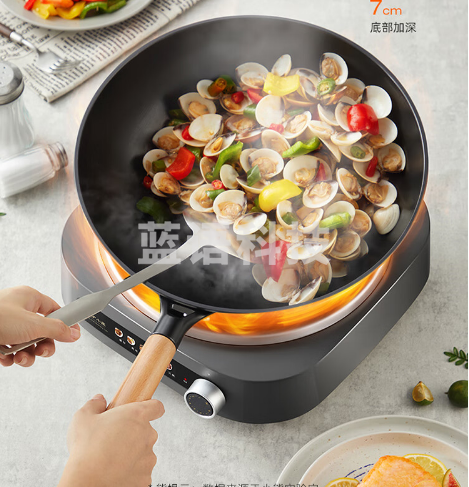 小熊(Bear)电磁炉家用大功率2200W火锅炉电磁灶智能定时电灶防水黑色微晶面板 B22F5 配炒锅