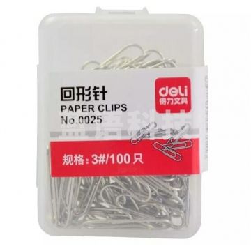 得力(deli)曲别针 3#回形针(100枚/盒) 0025 10盒装 BG.559