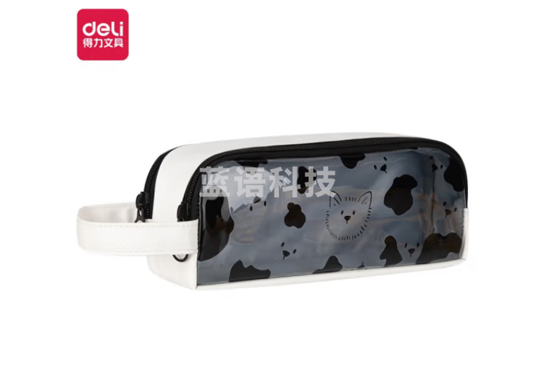 得力（deli）BC176 粉享季双面方形笔袋 白色一只装