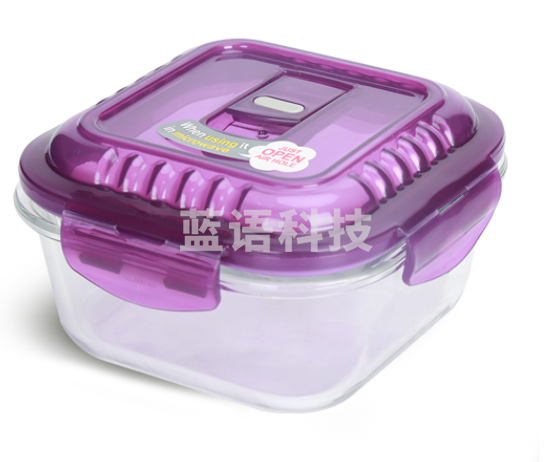 乐扣乐扣 会呼吸保鲜盒   透气耐热玻璃饭盒 增高食品便当盒 微波炉 玻璃碗密封储物盒 冰箱收纳整理 紫色 500ml