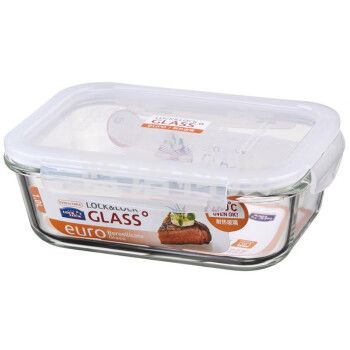 乐扣乐扣(LOCK&LOCK) LLG445 保鲜盒耐热玻璃长方形 正方形微波炉烤箱餐盒午餐饭盒便当沙拉大碗 (1000ML)