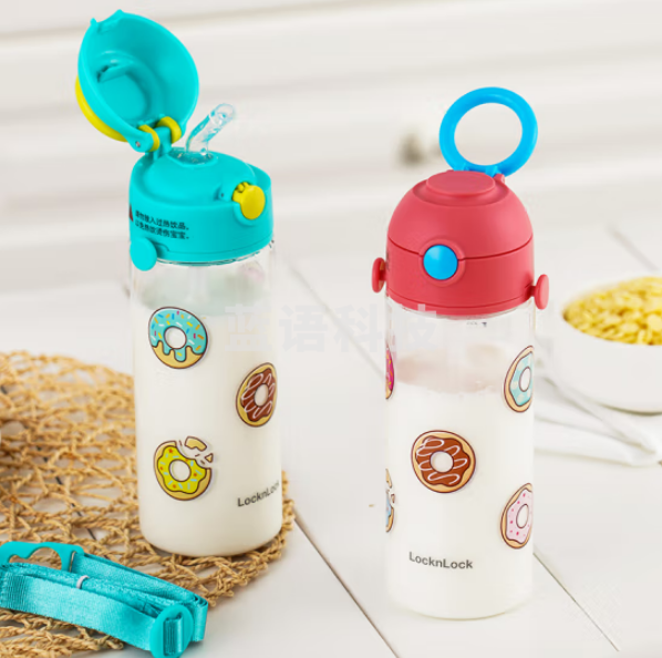 乐扣乐扣(LocknLock)ABF781 Tritan材质易开盖吸管防呛防漏甜甜圈背带水壶460ML 颜色备注